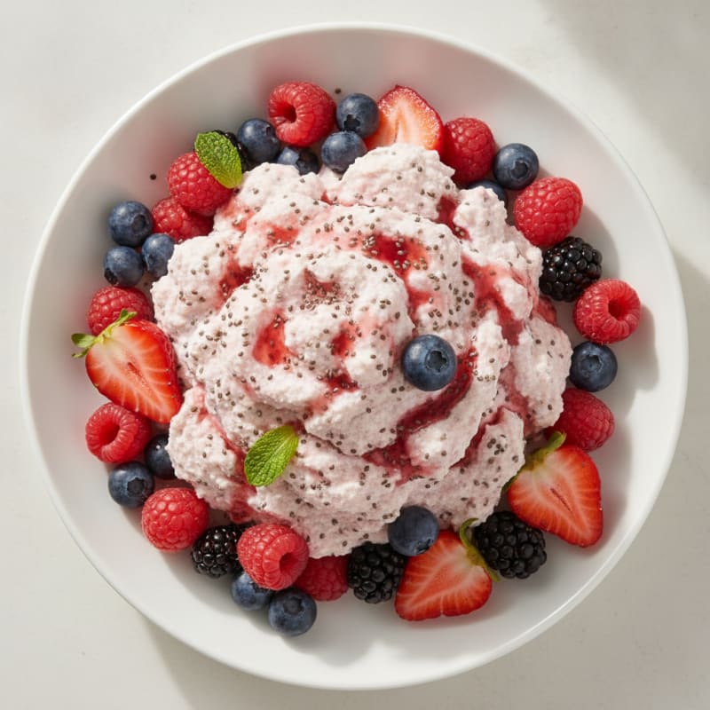 Greek Yogurt Protein Mousse with Mixed Berries