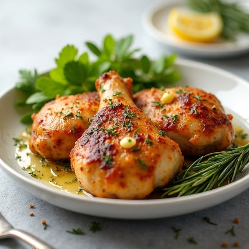 Crispy Herb-Roasted Chicken Thighs with Garlic