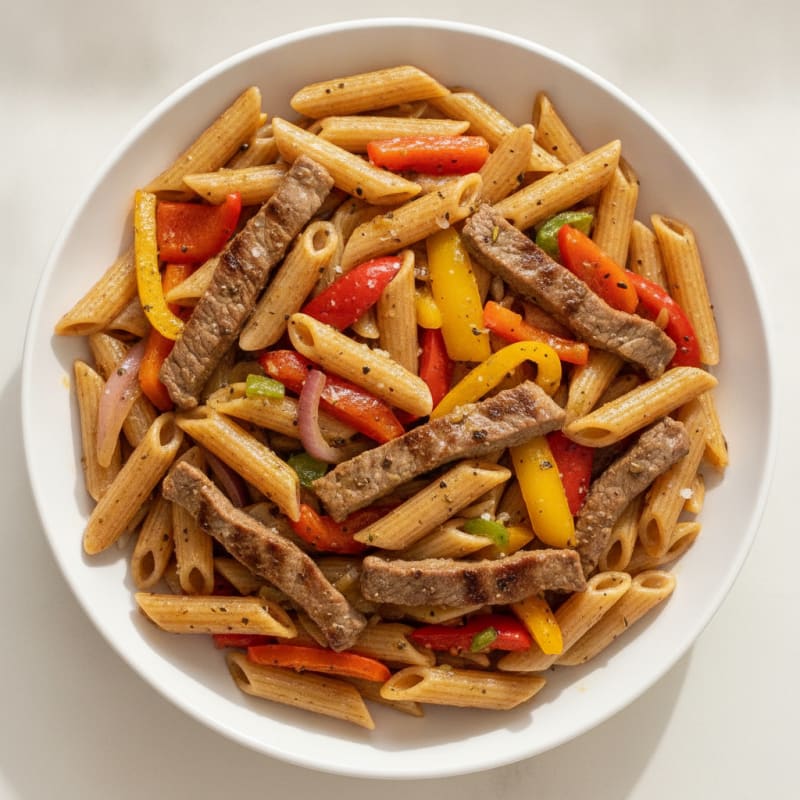 Steak and Bell Pepper Pasta Skillet