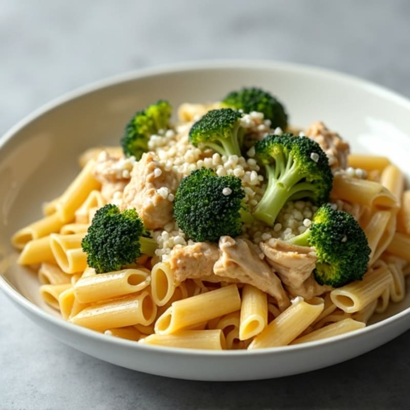 Healthy Creamy Chicken Pasta with Roasted Broccoli