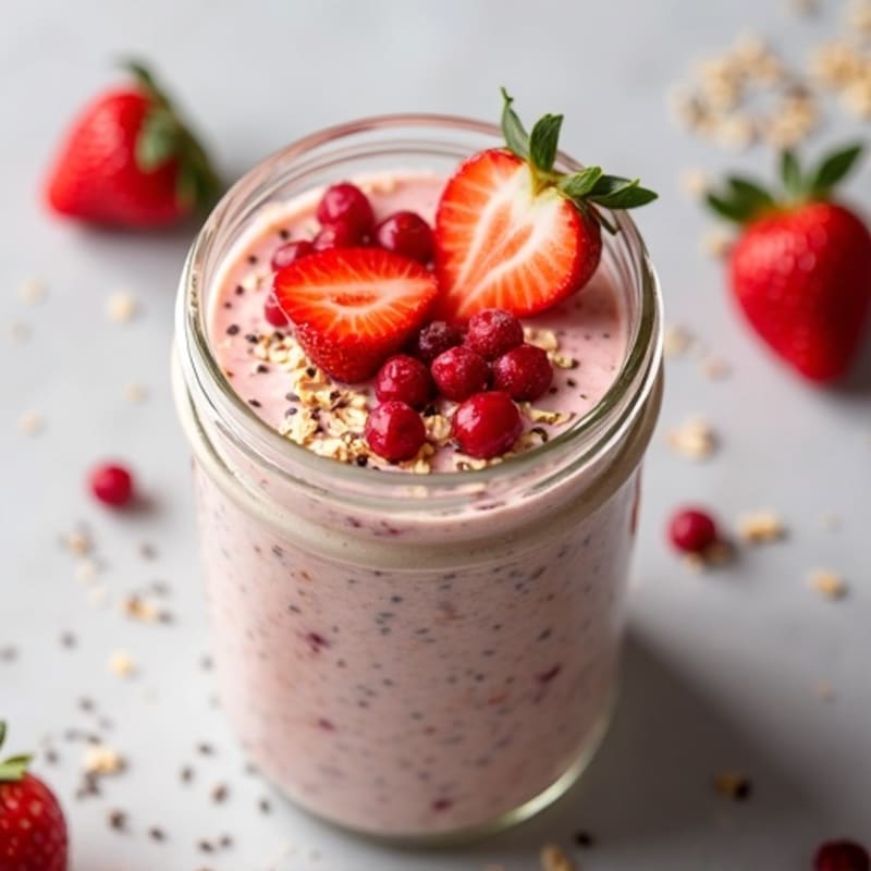 Creamy Strawberry Vanilla Protein Overnight Oats