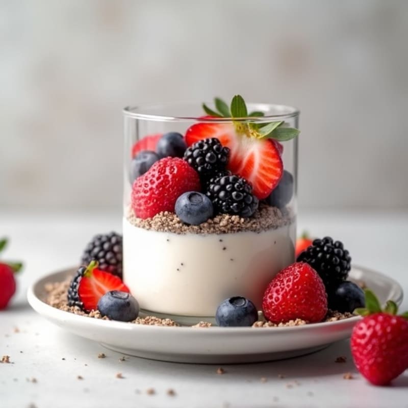 Greek Yogurt Protein Parfait with Mixed Berries and Chia Seeds