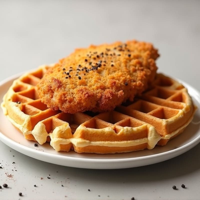 Crispy Golden Baked Chicken with Fluffy Whole Wheat Waffles