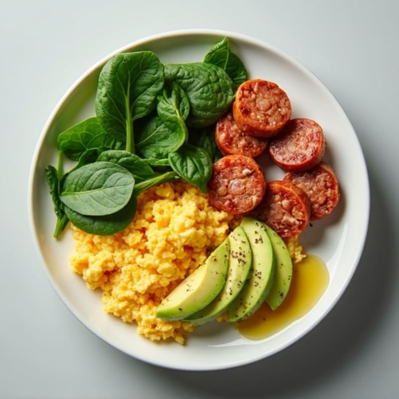 Egg White Scramble with Turkey Sausage and Spinach
