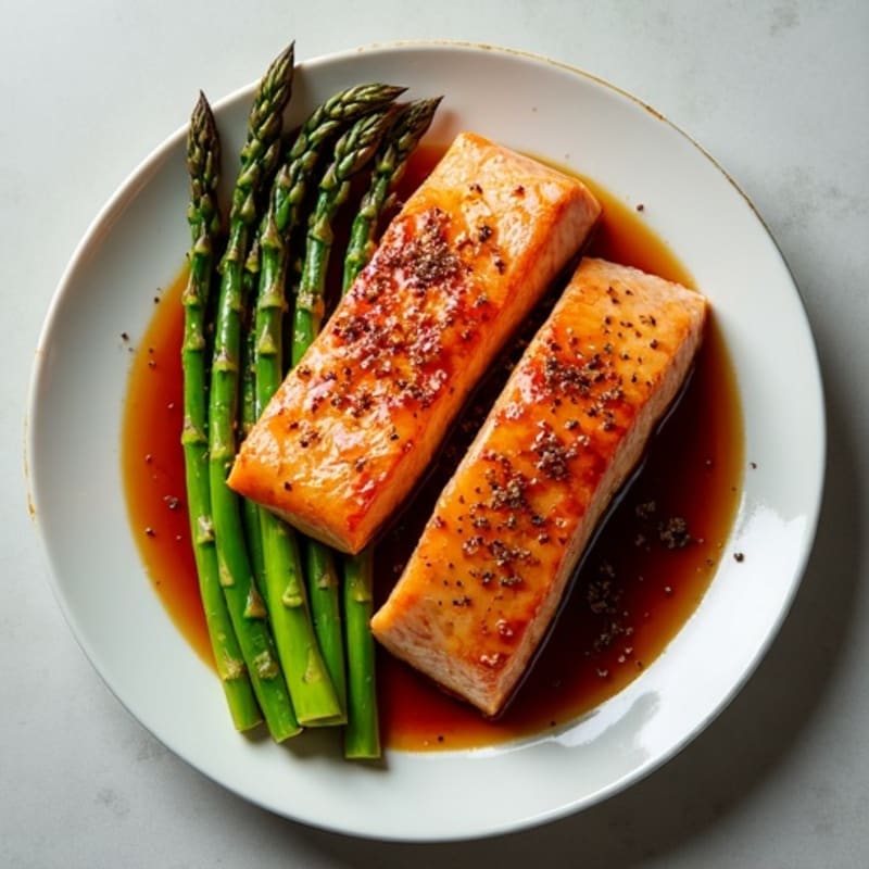 Baked Teriyaki Glazed Salmon with Roasted Asparagus