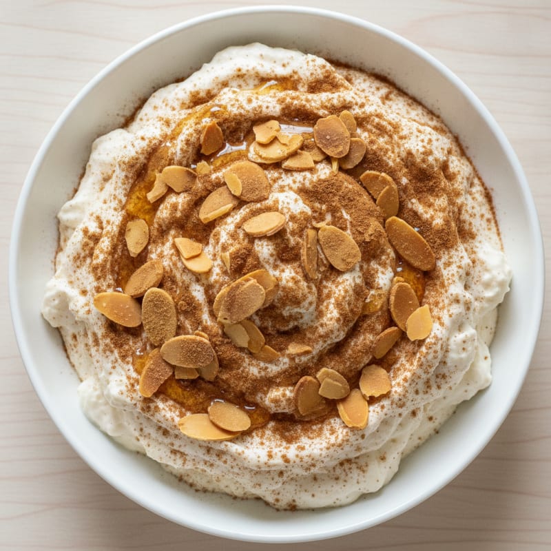 Creamy Greek Yogurt Protein Pudding with Cinnamon and Almonds