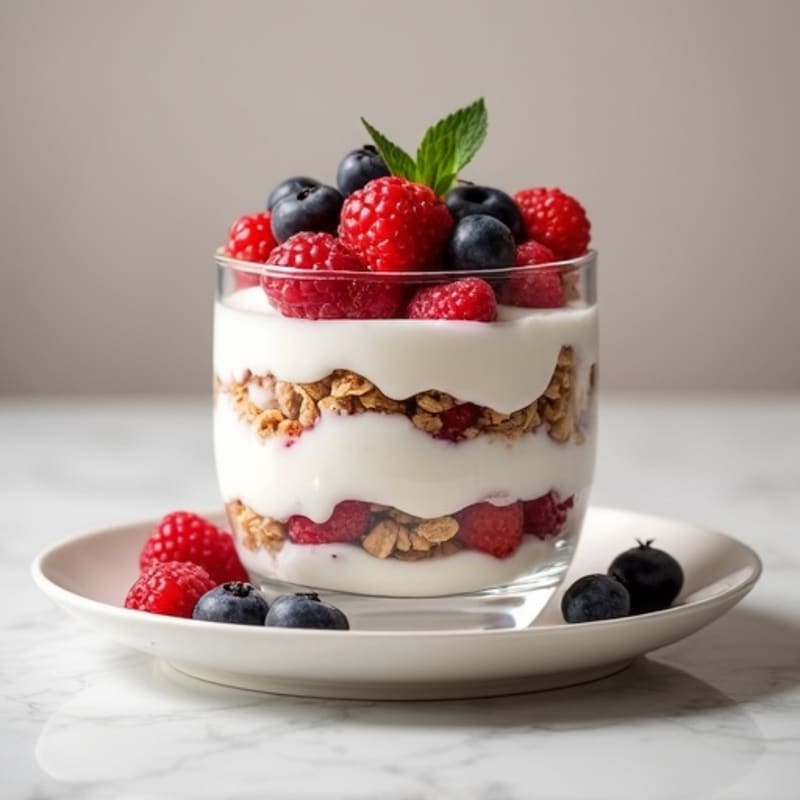 Creamy Greek Yogurt Parfait with Mixed Berries and Protein Granola