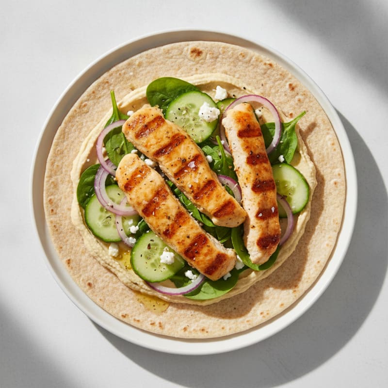 Mediterranean Chicken and Hummus Wrap