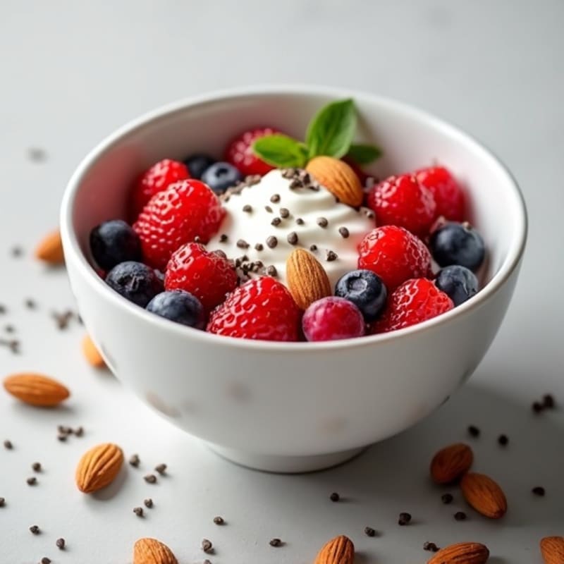 Creamy Greek Yogurt with Fresh Berries and Crunchy Almonds