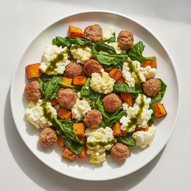 Egg White Scramble with Spinach and Turkey Sausage