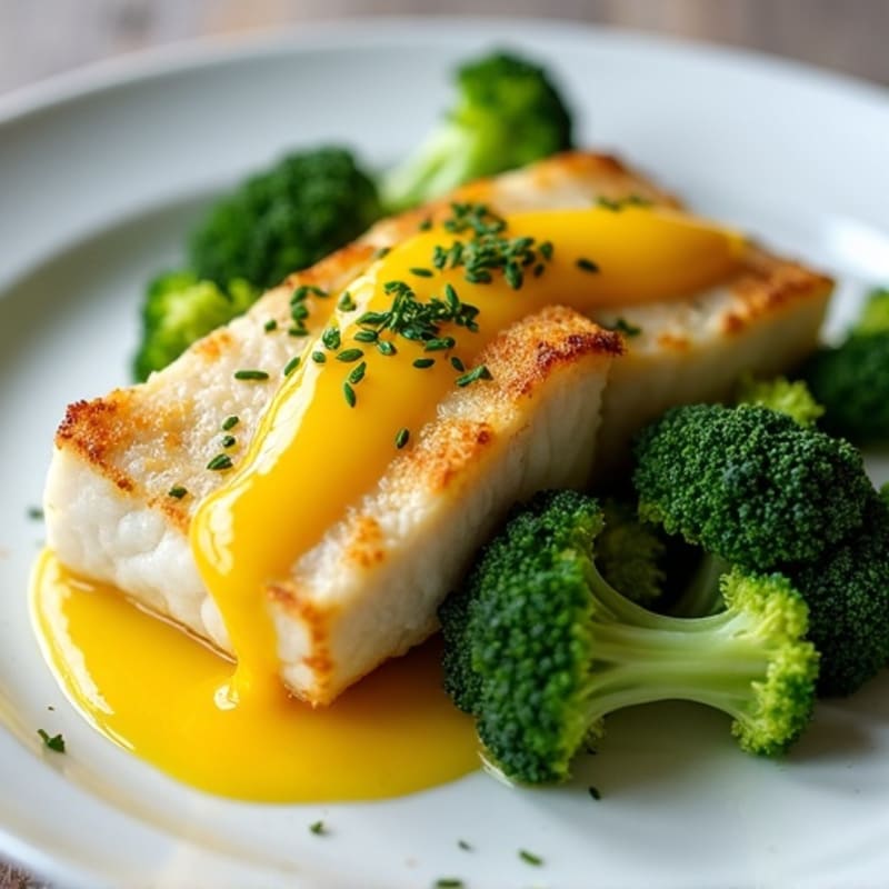 Seared Cod with Steamed Broccoli and Lemon