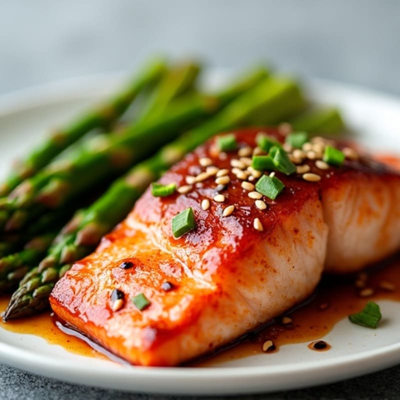 Crispy Teriyaki Glazed Salmon with Roasted Asparagus