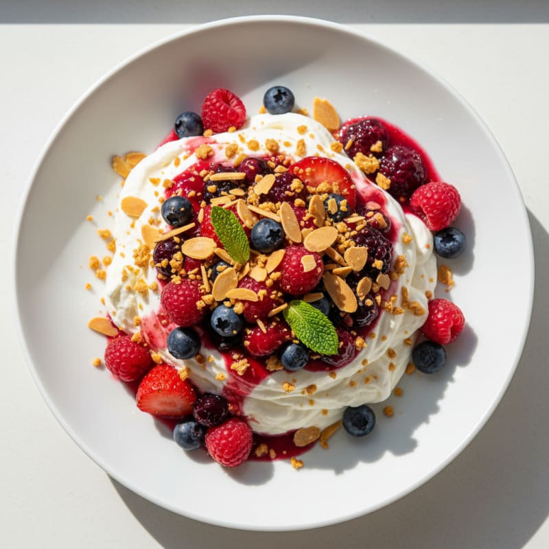 Greek Yogurt Protein Mousse with Mixed Berries