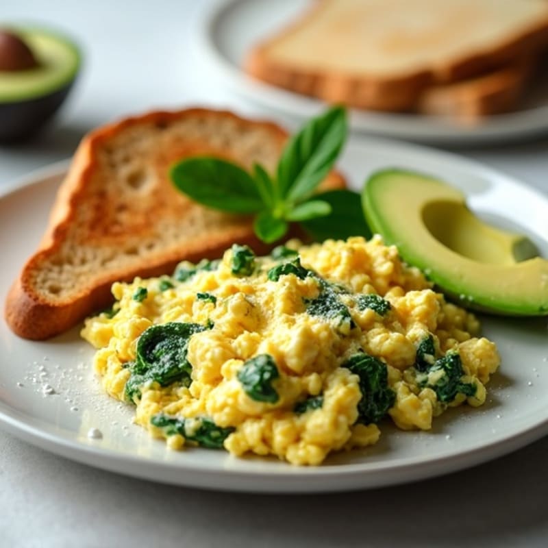 Egg White and Spinach Scramble with Cottage Cheese