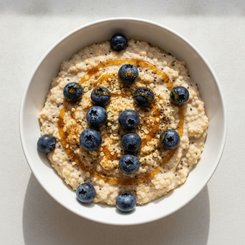 Silky Tofu and Quinoa Breakfast Bowl with Chia Seeds