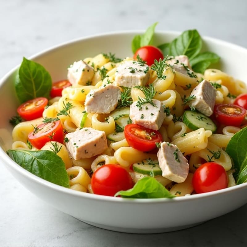 Lemon-Dill Tuna Pasta Salad with Fresh Vegetables