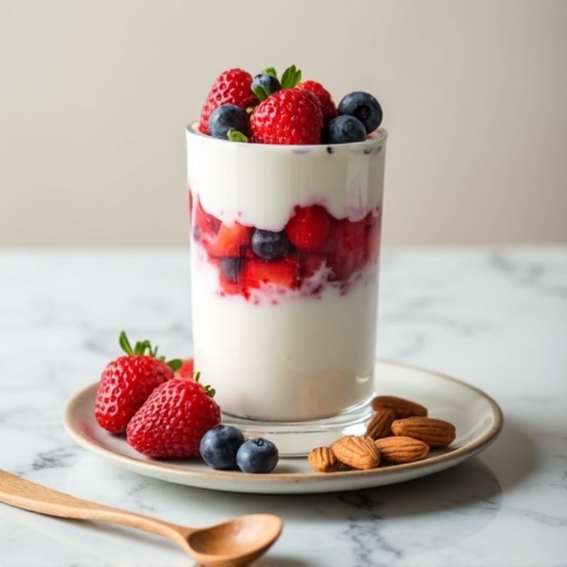 Greek Yogurt Protein Parfait with Mixed Berries and Almonds