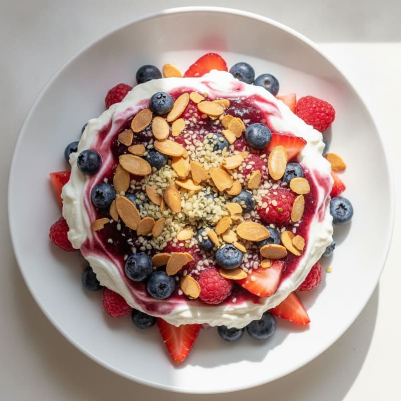 Greek Yogurt Protein Parfait with Mixed Berries