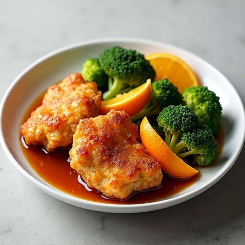 Crispy Orange Chicken with Roasted Broccoli