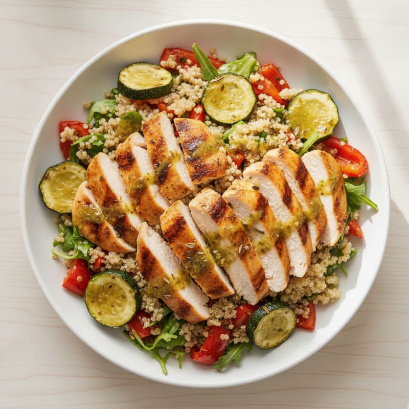 Grilled Chicken and Quinoa Salad with Roasted Vegetables