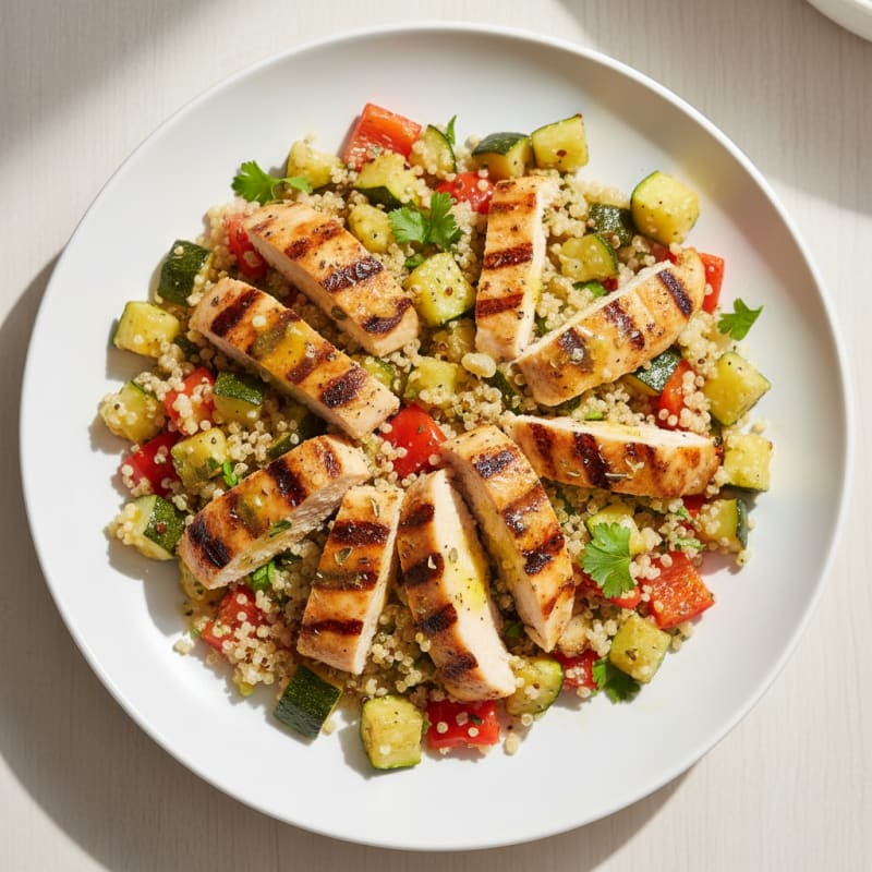 Grilled Chicken and Quinoa Salad with Roasted Vegetables