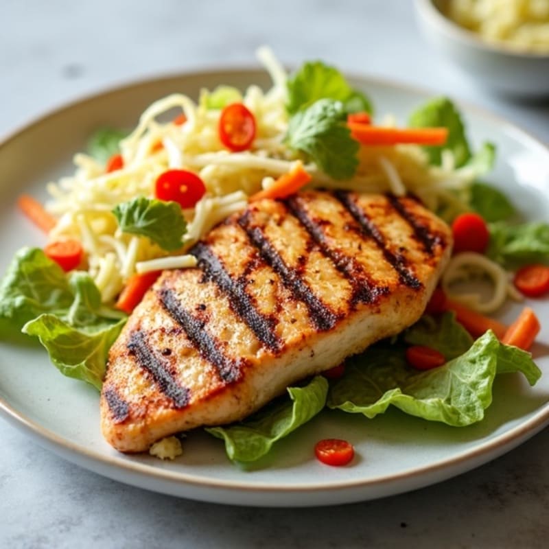 Grilled Chicken Breast with Crunchy Cabbage Slaw