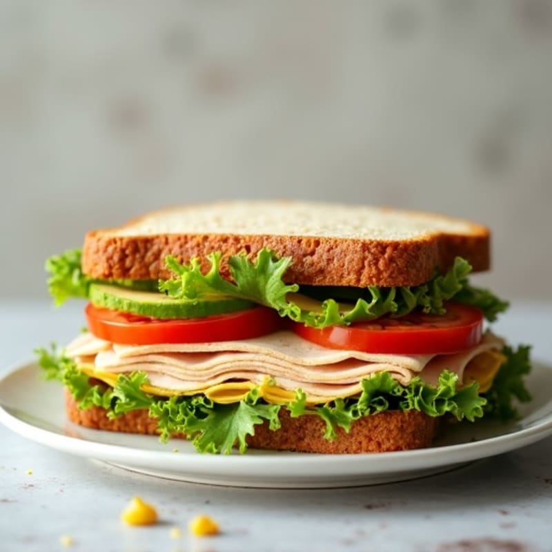 Fresh Turkey Sandwich with Crispy Whole Grain Bread and Creamy Avocado