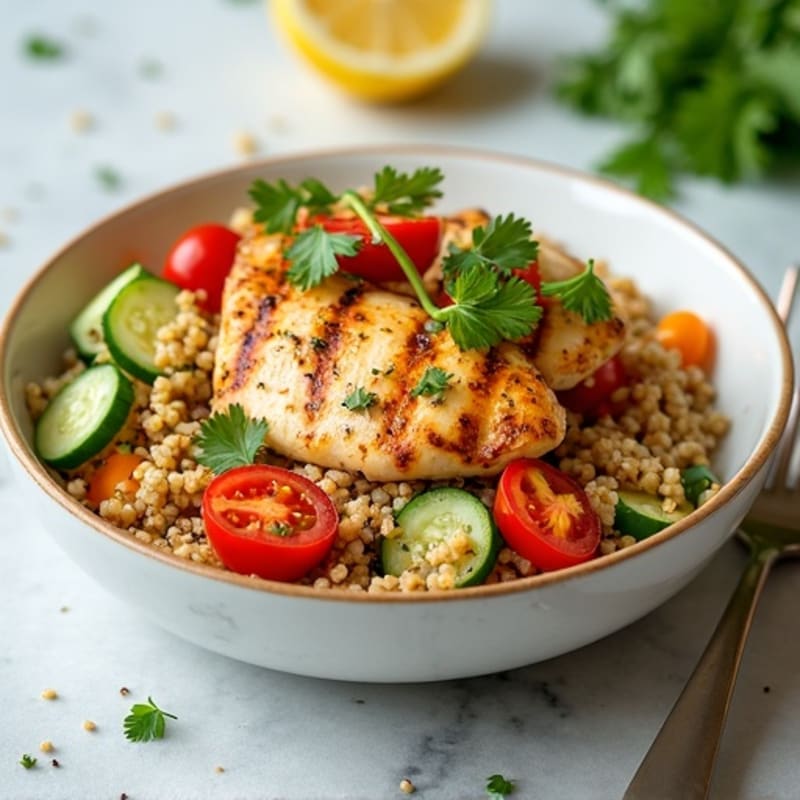 Grilled Chicken Breast with Crunchy Quinoa Salad