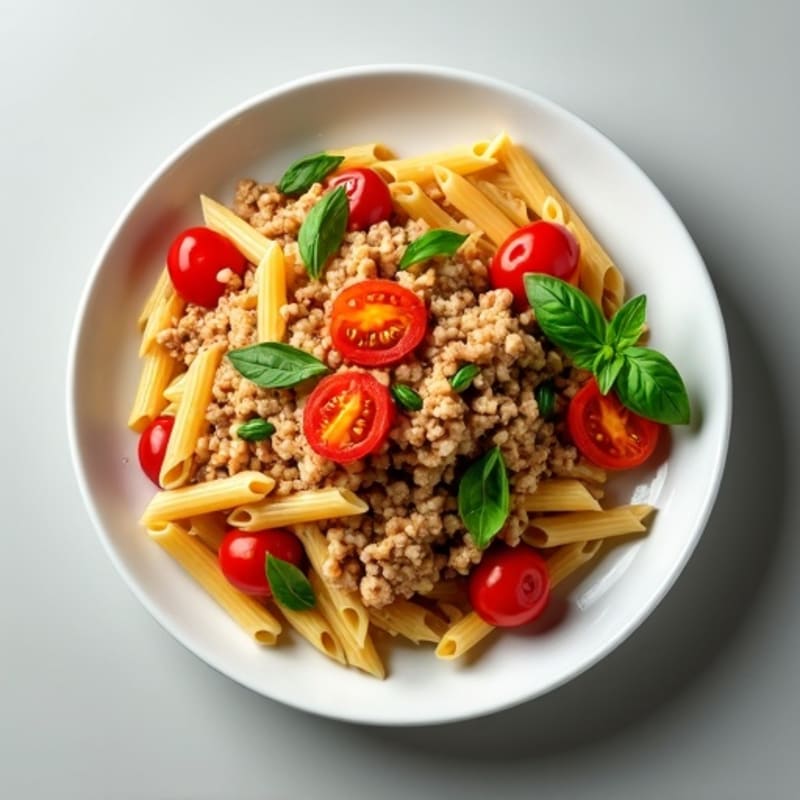 Lean Ground Turkey Pasta with Roasted Vegetables and Fresh Herbs