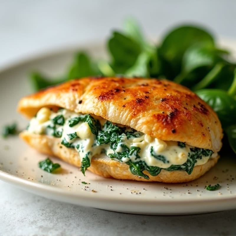 Roasted Chicken Breast with Creamy Spinach Artichoke Filling