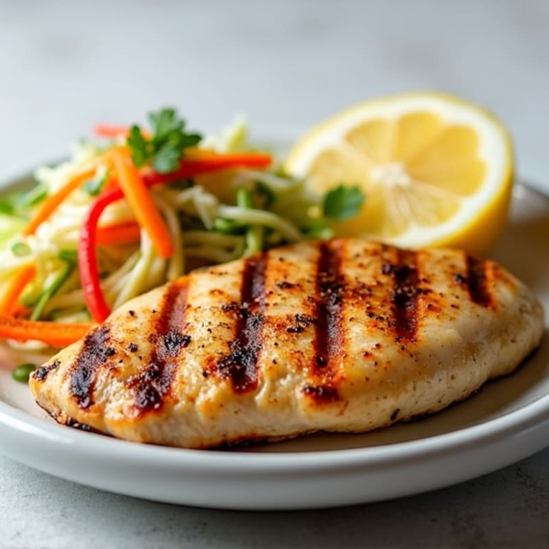 Grilled Chicken Breast with Crunchy Cabbage Slaw