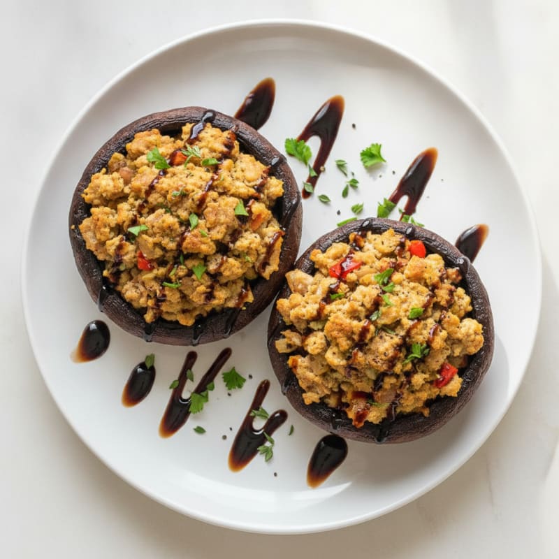 Herb-Stuffed Portobello Mushrooms with Balsamic Glaze