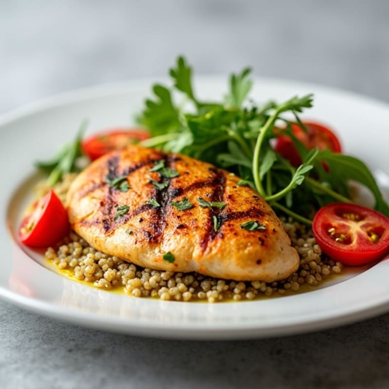 Grilled Chicken Breast with Arugula and Quinoa Salad