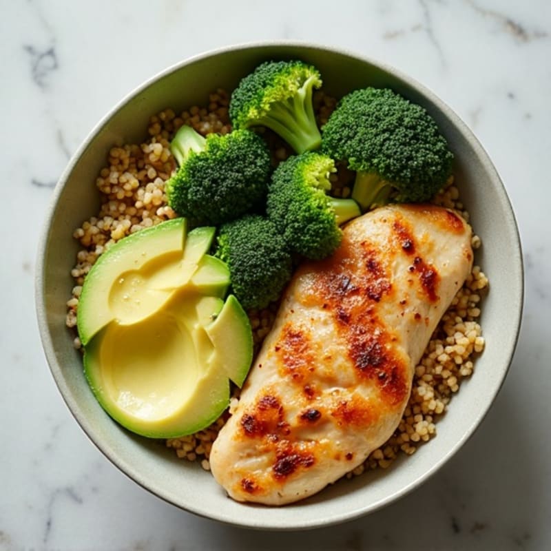 Grilled Chicken and Quinoa Bowl with Roasted Broccoli