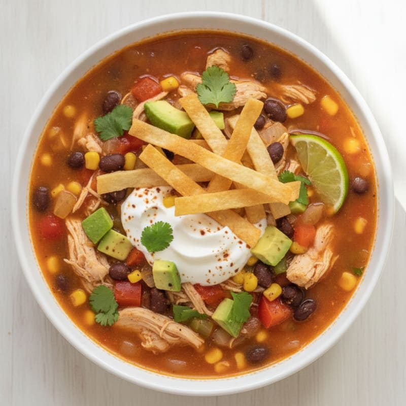 Shredded Chicken Tortilla Soup