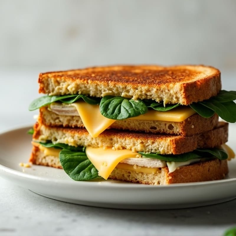 Turkey and Spinach Loaded Whole Grain Grilled Cheese