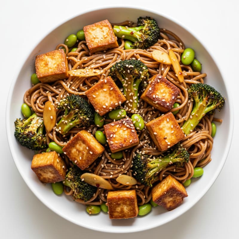 Sweet Chili Tofu Broccoli Noodles