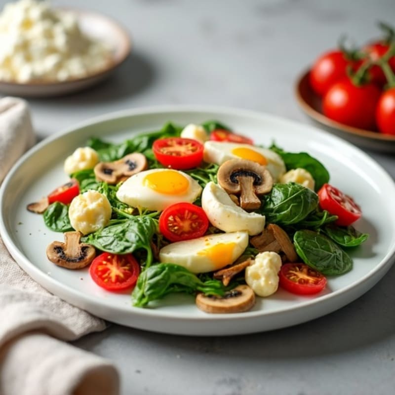 Egg White and Spinach Scramble with Cottage Cheese