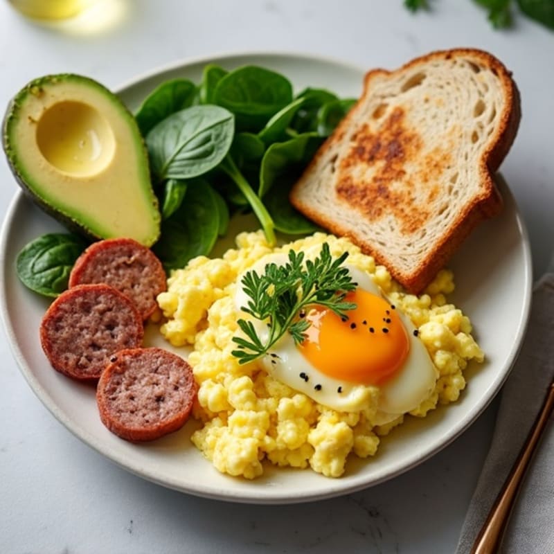 Egg White and Turkey Sausage Scramble with Spinach