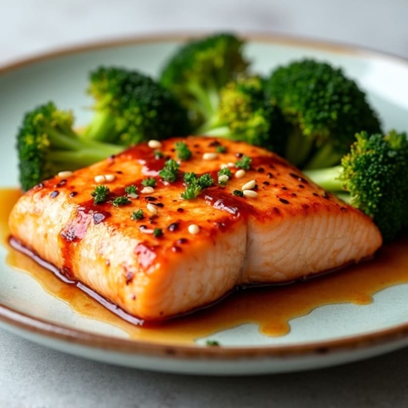 Baked Teriyaki Glazed Salmon with Roasted Broccoli