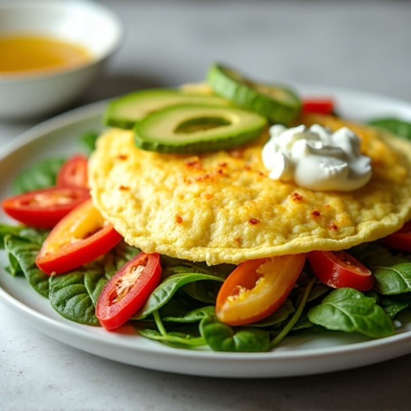 Egg White Veggie Omelet with Cottage Cheese and Spinach
