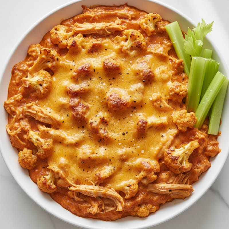 Creamy Buffalo Chicken Dip Bake