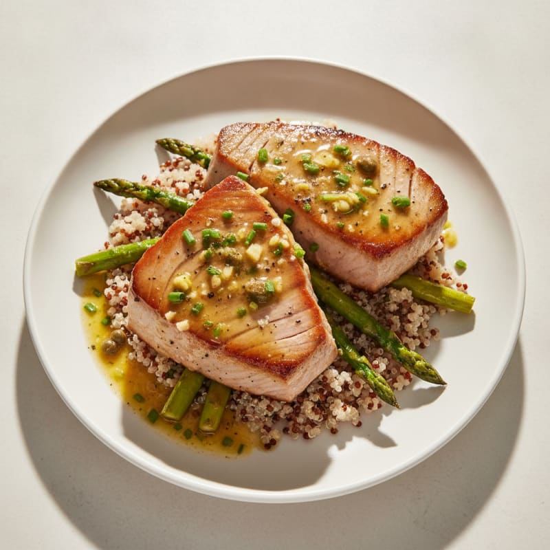 Pan-Seared Tuna with Lemon-Herb Sauce