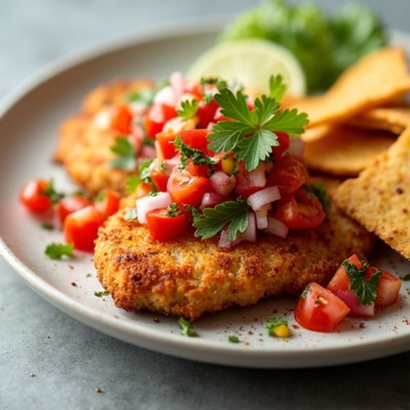 Crispy Baked Chicken with Zesty Salsa and Tortilla Strips