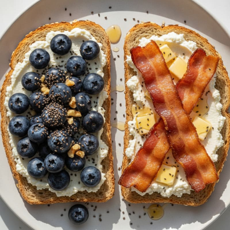 Creamy Quark and Berry Toast with Chia Seeds