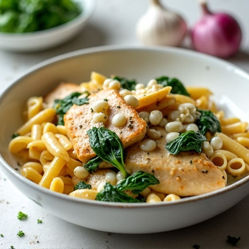 Creamy Garlic Chicken and Spinach Pasta