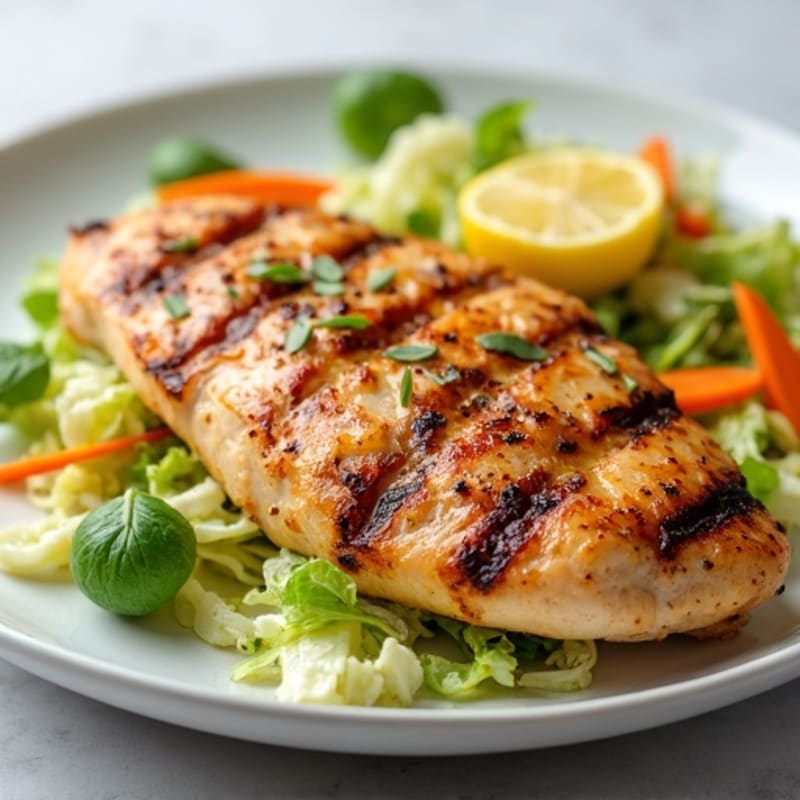 Grilled Chicken Breast with Crunchy Cabbage Slaw