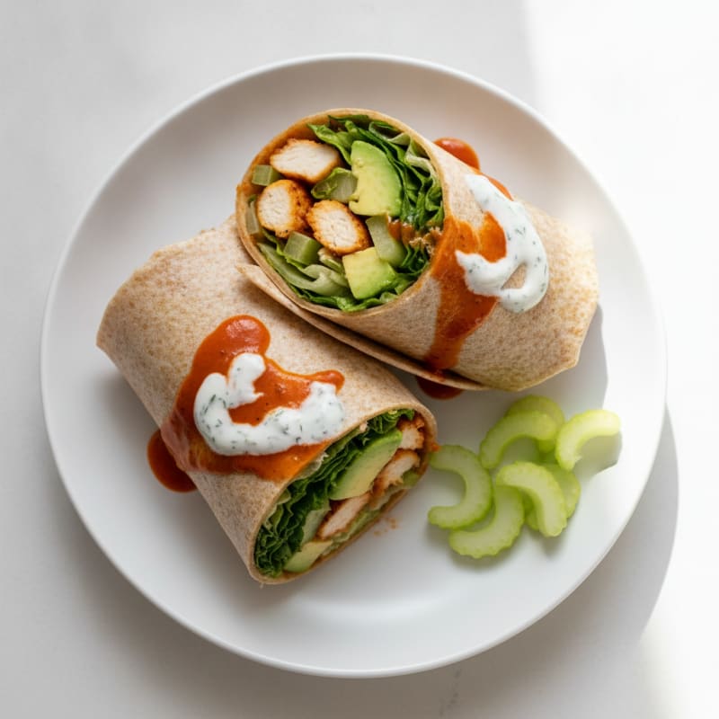 Buffalo Ranch Chicken Wraps with Celery