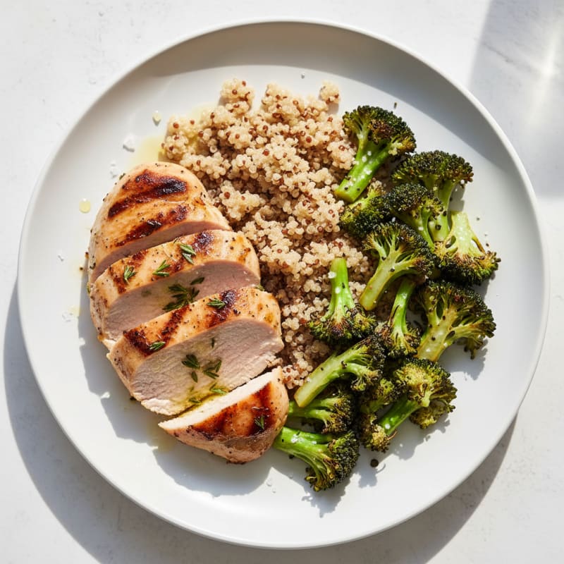 Grilled Turkey Breast with Roasted Broccoli and Quinoa