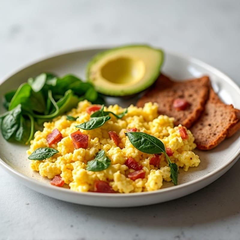 Egg White Scramble with Spinach and Turkey Bacon